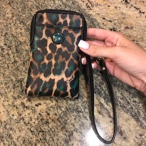 COACH cheetah print wristlet